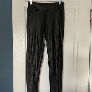 Black faux leather leggings